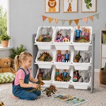 Topika Toy Storage Organiser 3-Tier 9 Bins Kids Toy Rack for Playroom