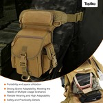 Topika Khaki Waterproof Thigh Bag Tactical Leg Bag with Bottle Holder