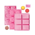TopikaHome - Silicone Soap Molds, Rectangle Round Cake and Ice Molds Set of 3