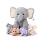 5-in-1 Plush Elephant Stuffed Animal Set, 4 Babies Tucked Inside