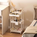 Topika - Rolling Storage Cart, Plastic Rolling Storage 3 Tier with Drawer