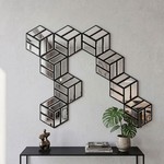 Topika - 9-Piece Glass Mirror Wall Decor, Hexagon DIY Mirror Tiles for Home