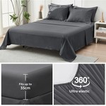 Topika Seersucker Bedding Set With Duvet Cover & Fitted Sheet, Grey