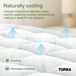 Topika Bamboo Mattress Topper Cooling Pillow Top Protector, 3 size Optional