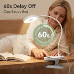 Topika Clip-On Desk Lamp, Rechargeable LED Bedside Lamp With Touch Control