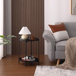 TopikaHome-2 Tier Round Coffee Table with Removable Reversible Top &Storage