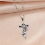 Elegant Christian Cross Butterfly Pendant Silver Plated Necklace - FDJC1