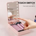 Topika 10 Pieces Makeup Brushes With LED Light & Mirror Pink Pocket Mirror