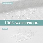 Topika Fabric Shower Curtain 180x200cm with Snap Liner, No Hooks Needed