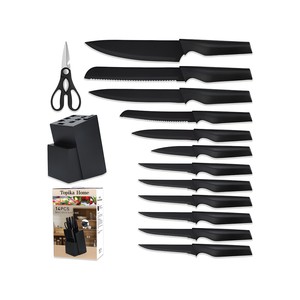 Topika 14 Piece Kitchen Knife Set with Knife Block, Sharp Stainless Blades