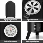 Topika - 3-in-1 Charcoal Vertical BBQ Grill Smoker Grill with Thermometer