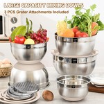 Topika-Mixing Bowls with Lids,Stainless Steel Bowl and Graters w/ Container