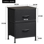 Topika Bedside Table Small End Table with 2 Drawers & Wooden Top Black