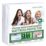 Topika Mattress Protector Waterproof Bamboo Fitted Sheet, Deep Pocket Cover