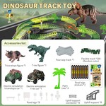 Topika Dinosaur Toys Flexible Track Race Car Playset, Kids Toy for 4+