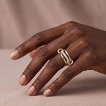 Topika Interlocked Stackable Rings for Women, Gold & Silver 2pcs Set
