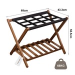 TopikaHome - Bamboo Luggage Rack with Storage Shelf Folding Suitcase Stand