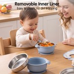 Topika 304 Stainless Steel Silicone Baby Feeding Set - Pink & Blue 2 Person