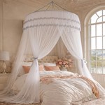 Topika Bed Canopy Lace for Girls, Princess Canopy Bed Curtains, 1.2 x 2.7m