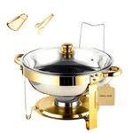 Topika Buffet Chafing Dish with Lid, Food Warmer for Parties, Weddings Gold
