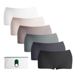 Lekkon Seamless No-Show Ribbed Boyleg Lady Panties, Full-Coverage Underwear