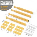 Topika Bamboo Drawer Divider Adjustable Expandable Drawer Devider Organiser
