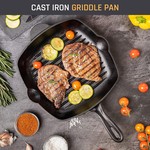 Topika Nonstick Cast Iron Grill Pan 28cm Square Cast Iron Steak Grill Pan