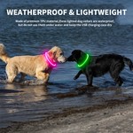 LED Dog Collar, USB Rechargeable, Cut-to-Fit, Pet Safety Light