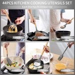 Topika - Silicone Kitchen Utensils Set 44-piece with Wooden Handles & Holder