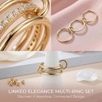 Topika Interlocked Stackable Rings for Women, Gold & Silver 2pcs Set