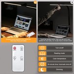 Topika Dual-Head LED Desk Lamp Eye-Care Clamp Light with Flexible Gooseneck