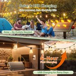 Topika - Solar Lights Outdoor String, Solar Festoon Light, Solar Cafe Light