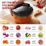 Topika-Spin Chopper Food Processor,400ml Pull-String Vegetable Chopper