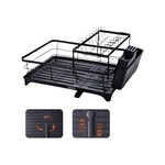 Topika - 1/2-Tier Dish Drying Rack, Drainboard & Drain Pipe, Utensil Holder