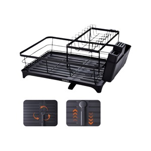 Topika - 1/2-Tier Dish Drying Rack, Drainboard & Drain Pipe, Utensil Holder