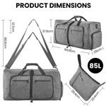 Topika 85L Foldable Duffle Bag With Shoe Compartment , Multiple Pockets