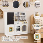 Topika Large Wooden Play Kitchen for Kids Pretend Set w/ 11pcs Accessories