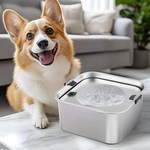 Topika Stainless Steel No Spill Dog Water Bowl, 3L Slow Feeder for Pets