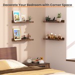 Topika - Wall Shelves Floating Shelf Set, 6pcs Mounted Wood Storage Racks