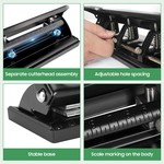 Topika - Adjustable 4 Hole Puncher for Binder Ring Album Paper, 10 Sheet