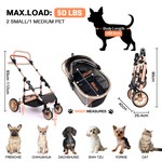 Topika Foldable Dog & Cat Stroller, Shock Absorbing 3-in-1 Pet Carrier