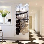Topika 32piece Hexagon Mirror Wall Stickers, Acrylic Peel& Stick Home Decor