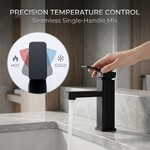 Topika - Matte Black Bathroom Faucet, 1-Handle Waterfall Basin Tap