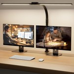 Topika Dual-Head LED Desk Lamp Eye-Care Clamp Light with Flexible Gooseneck