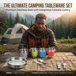 Topika 22pcs Camping Cookware Set for 4, Camp Utensils for Outdoor Cooking