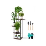 Topika - Indoor Plant Stand, 5/6 Tier Metal Wood Plant Display Shelf