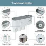 Topika 3 Cup Wall-Mounted Toothbrush Holder, Automatic Toothpaste Dispenser