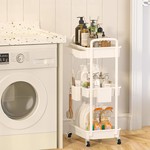 Topika - Rolling Storage Cart, Plastic Rolling Storage 3 Tier with Drawer