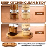 Topika Wooden Salt and Pepper Grinder Set with Tray, 8/10 Inch, 2 per set
