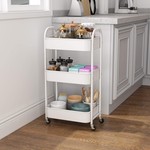 Topika - 3-Tier Rolling Metal Storage Cart, Mobile Utility Organizer